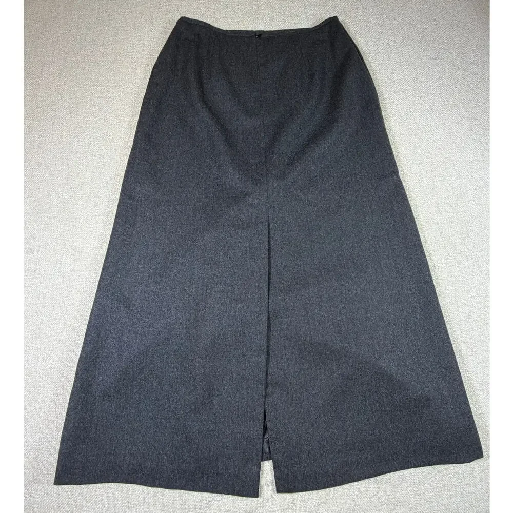 Talbots Women Gray 12 100% Wool A-Line Minimalist Classic Lined Midi Skirt
